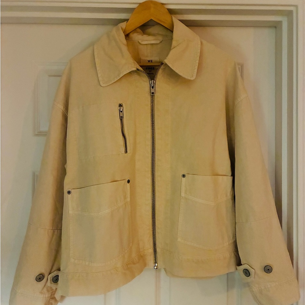 Free People Ivory Sally Cotton Canvas Jacket